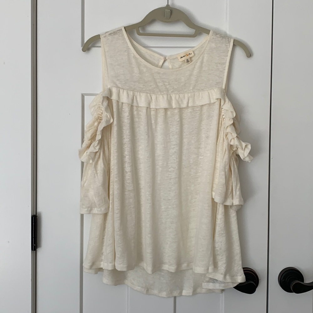 Anthropologie Meadoe Rue Cold Shoulder Ruffle Top